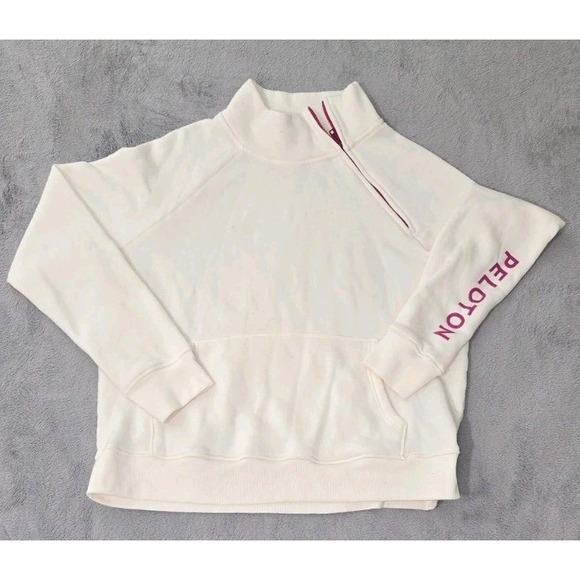 Peloton White Pullover Side Zip Sweatshirt Size Large - Picture 3 of 14